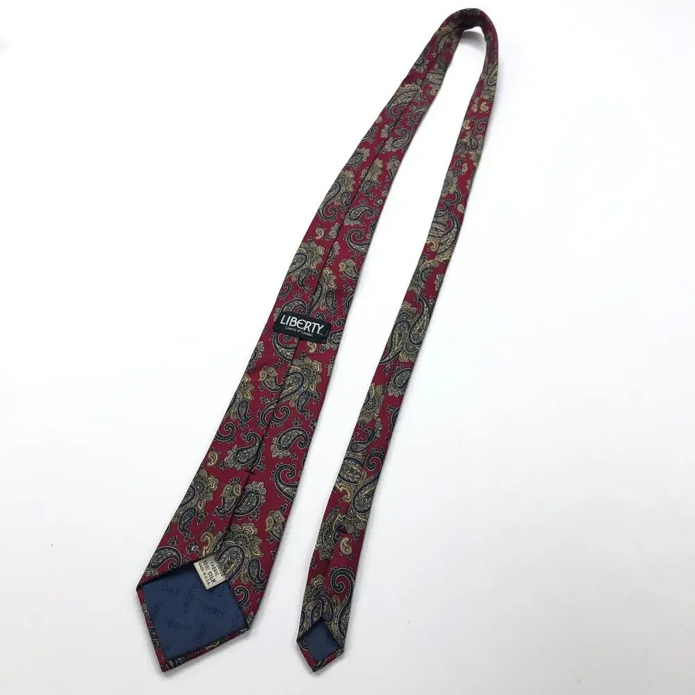 Liberty 100% Silk Neck Tie Men’s Paisley Red 57-in By 3.25 In
